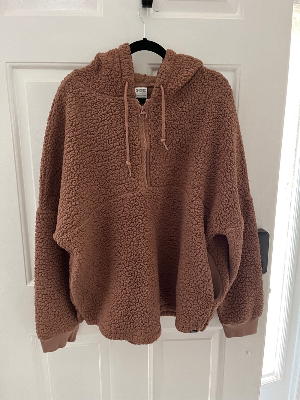 PINK Victoria's Secret Sherpa Zip Hoodie - Cocoa Brown